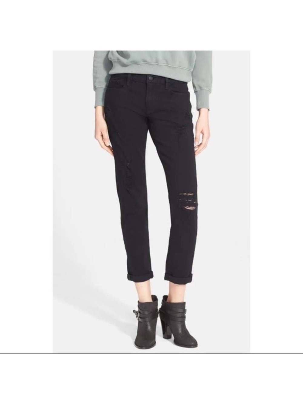 Frame Le Garcon black distressed jeans